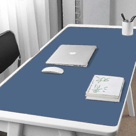 Dubbelsidig Portabel Stor Musmatta Gamer Vattentät PU Läder Skrivbordsunderlägg Dator Musmatta Tangentbord Bordsmatta Azure 60*40cm