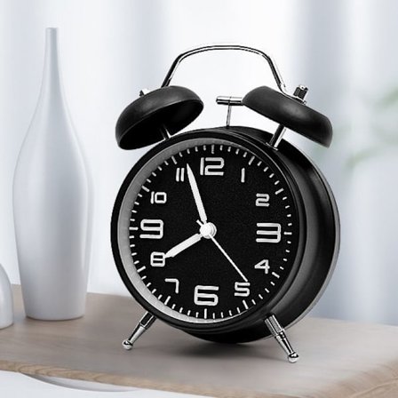 4 Tommer Dobbelt Klokke Høj Alarmur til Tunge Sovende, Bagside