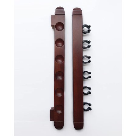 Køholder i tre for 6 biljardkøer, veggmontert holder i hardtre for biljardkøer