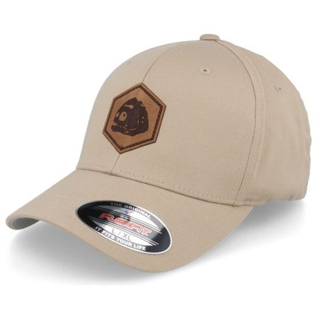 Skillfish - Beige flexfit Keps - Piranha Skull Hex Patch Khaki Flexfit @ Hatstore