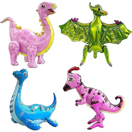 4-pack Jätte Dinosaur Ballonger För Födelsedagsfest Dekorationer, Söta Självstående Dino Aluminiumfolie Ballonger, Uppblåsbara Djur Ballonger För Barn