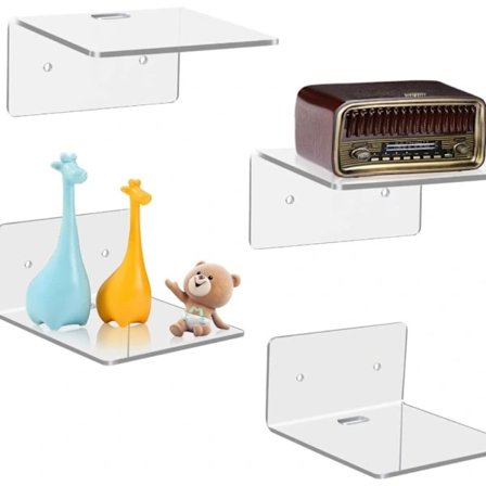 4 st Små akrylhyllor Väggmonterade hyllor Liten vägg