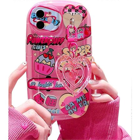 Kompatibel med iPhone 12 Cover med Sødt Pink Tegneserie Graffiti Mønster Design Kvinder Teen Piger Linse Beskyttelse Cover til iPhone 12+Pink 