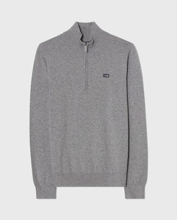 Lexington Tröja med halvlång dragkedja, ljusgrå melange