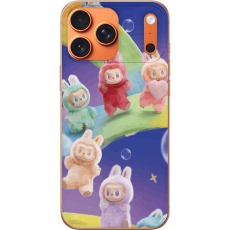 Yhteensopiva Puhelinkuori Apple iPhone 17 Pro Max La.bubu sateenkaari juliste la.bubu hahmo pupu asu lelut söpö pastelli värikäs anime tyyli suunnitte