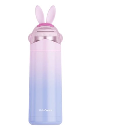 JUSTUP Sød Kanin Børne Isolering Flaske Rustfrit Stål Termoser Læk-sikker Rejse Kaffe Krus Holdbar Tumbler til Baby Varmt Vand 12 Ounce(Lilla