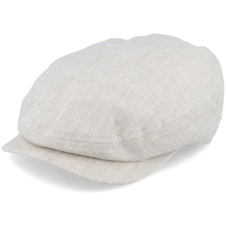 CTH Ericson - Beige flatcap Kasket - Lucas Linen Natural Flat Cap @ Hatstore