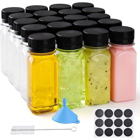 15 stk. 60 ml glassflasker for ingefærshot med lokk, bred åpning