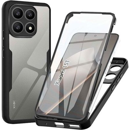 Coque 360 - E.F.CONNECTION - til Xiaomi 15T - Hybrid Forstærket Kant Hel Solid - Sort