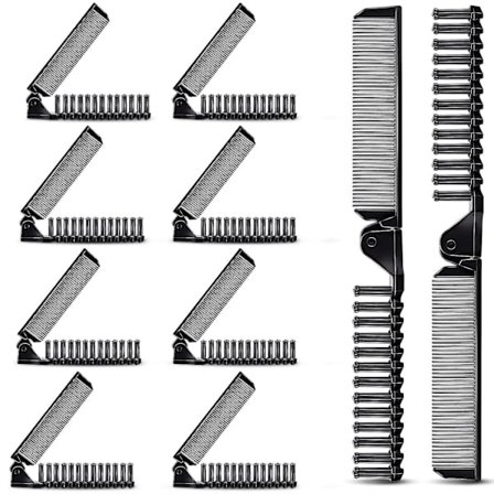 12 kappaleen kannettava matkakampa ja -harja -yhdistelmä, kompakti taittuva hiusharja, taskukokoinen kampa, kaksipuolinen, naisille, miehille, 