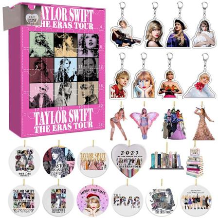 Taylor Swift Blindboks Julekalender med 24 gaver, pynt og nøkkelring - sfssscs GJ185-004 Blind Box