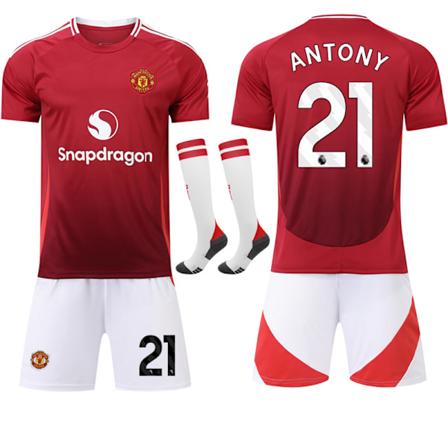 24-25 Manchester United Hjemme Børne Voksen Fodboldtrøje Nr.21 ANTONY L