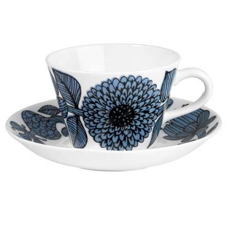 Gustavsberg Blå Aster kaffekopp med fat, 15 cl | Dukning & Servering > Muggar & Koppar > Kopp med fat | Bagaren och Kocken