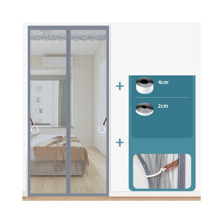 Ett stykke sett (grå vajra mesh, 90x210 cm) dørgardin, Fibergla