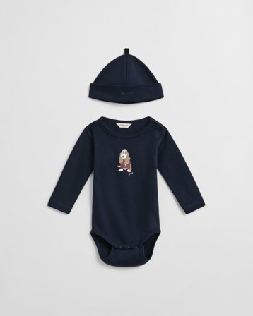 GANT Kinder Body und Beanie mit Hunde-Print (68) Marineblau
