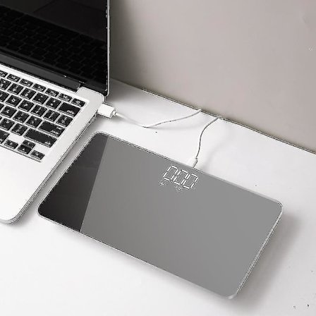 180 kg Mini Bærbar Badvekt med Speiloverflate, Digital Reisevekt, Smart Elektronisk Kroppsvekt