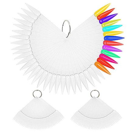 120 st Nail Display Sticks, Transparent Stiletto Nail Provpinnar, Övning Nail Art Provvisning Med Metall Split Ring, Klar Display Polish Board F