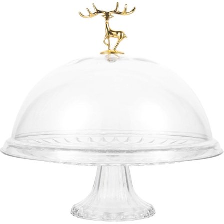 Rund kakefat med høy fot og lokk, klar borddekorasjon for bakere 26,5X26,5X26CM Støvbeskyttelse 1 sett