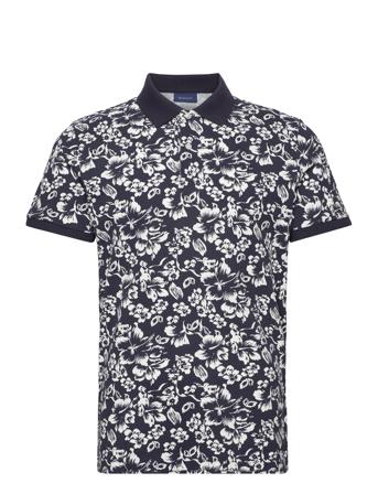 Floral Print Ss Pique Polos Short-sleeved Marineblå GANT*Betinget Tilbud