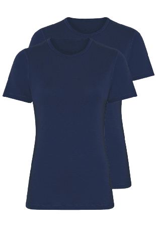 Dovre 2-pack 100% Merinoull, T-shirt, Marinblått Linnen Dam Blå L