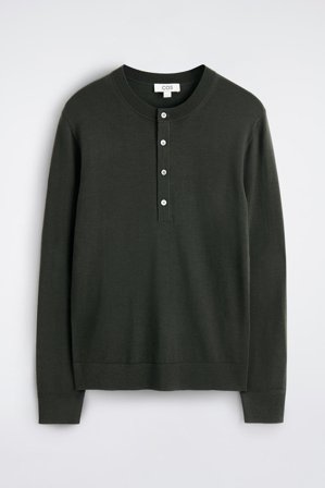 COS Männer Slim Merino Wool Henley T-Shirt in Grün