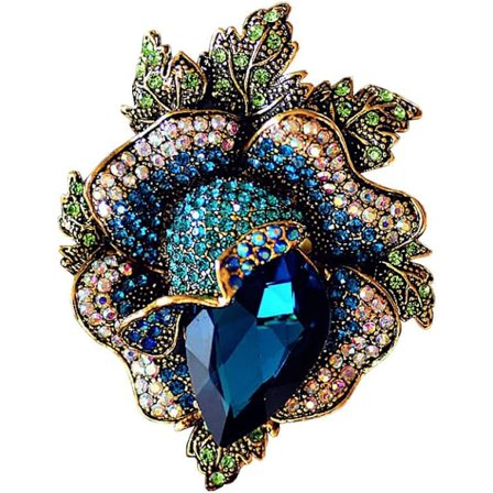 Ros Kristallblomma Brosch Vintage Palace Stil Rhinestone Lapel