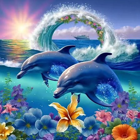 Delfin Diamant Broderi Djur Diamant Mosaik Blomma Akryl Hantverkstillbehör Målning DIY Dekor För Hemmet