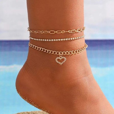 Guld Fotsmycke Fotlänk Vristlänk Fotkedja - 3 Guld