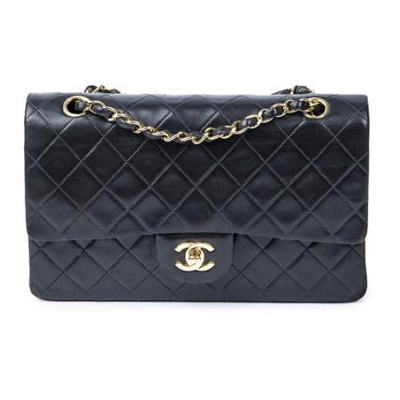 Chanel Vintage Pre-owned Medium Double Flap Tas , Zwart , Dames , Maat: ONE Size Vintage Tassen