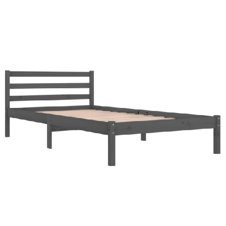 Vidaxl Sängram Massiv Furu 100x200 Cm Grå Grå