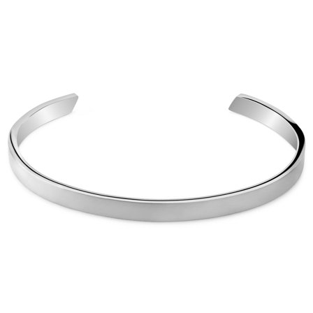 Bracelet manchette réglable en acier inoxydable argenté mat de 5 mm pour hommes - Bracelets manchette