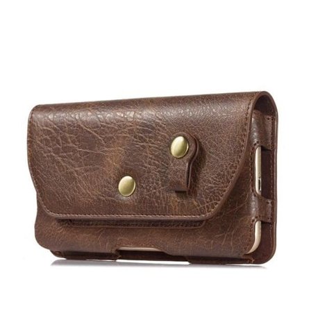 Horisontell Läderbälte - ZEN - SXY - Brun - Magnetisk Stängning - Hörlurs hållare