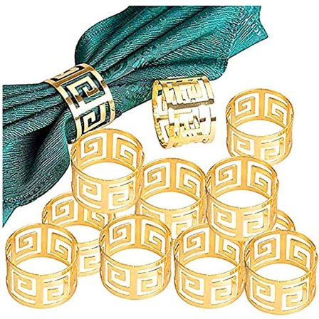(12 stk. - Guld) Servietringe og -holdere, 6/12 stk. Metal Serviet