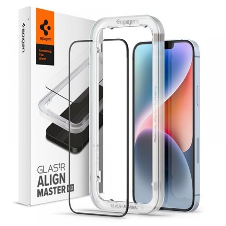 Spigen ALM Glass FC karkaistu lasi iPhone 13 / 13 Pro / 14 - musta