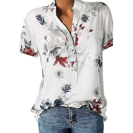 Blomstrete topper for kvinner 2023 Knapper ned Mote Casual Lang/kort ermet skjorte Bluse