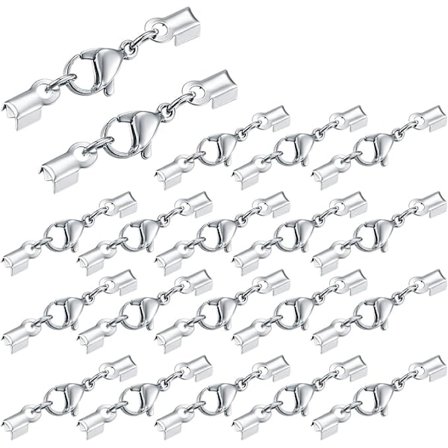 Hummerlås, Klolås med snorende, Fastgørelsesklemme til armbånd, halskæder, øreringe, smykkefremstilling - 20 stk