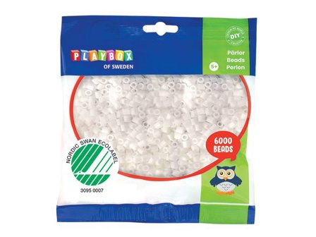 PLAYBOX Rörpärlor vita 6000/fp - Lyreco - Skola och förskola - Hobbymaterial - Nabbipärlor - Rörpärlor