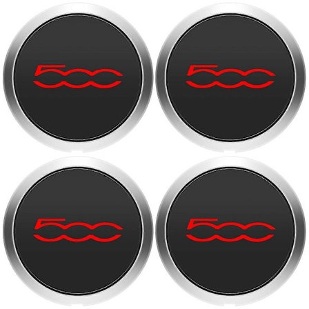 4 stk. 133 mm Navkapsler Kompatible med Fiat 500 Hjul Center Navkapsler Sæt 68078419AC 68078421AC Støvdæksel 51884863-Perfet Sort&Rød_MGF