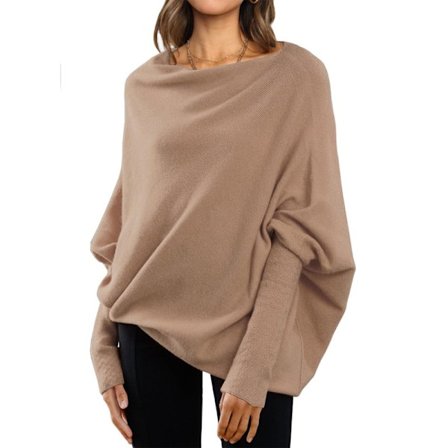 Damernas Batwing Överdimensionerade Tröjor Asymmetriska Off Shoulder Båthals Wrap Tunika Toppar