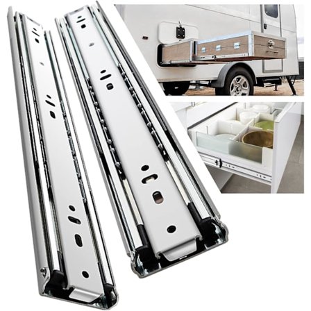 - Slidstærke skuffeskinner 400 mm, kuglelejeskuffe med fuldt udtræk, belastningskapacitet 68 kg 1 par