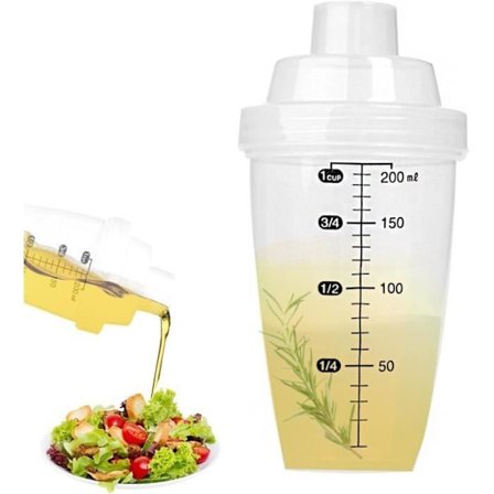 200 ml plastik salatdressing shaker, sauce mixer til salater og marinader - Gradueret dressing mixer - Lækagesikker