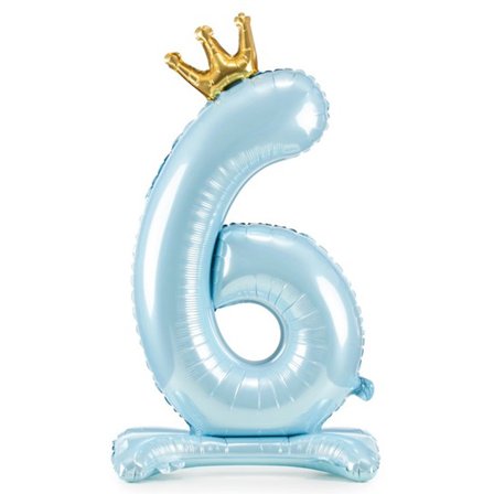 Numeropallo seisova sininen kruunu "0-9" Numero 6