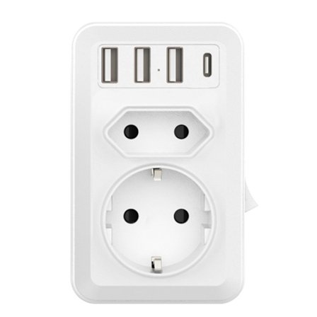 Sovitin USA Saksa pistokkeelle 3USB 1USB C, USA sovitinpistokkeella 2AC, matkasovitin tyyppi B pistokkeelle sovitin Kanadalle Thaimaalle Meksikoon 