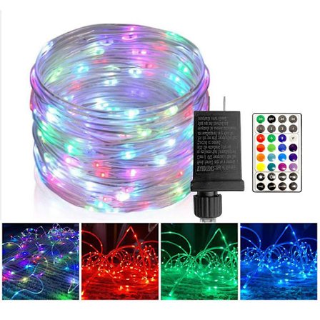 Köysivalo 100 vedenpitävä väriä vaihtava RGB LED pistokkeella 32 näppäimen kaukosäädin 16 vaihdettavaa väriä