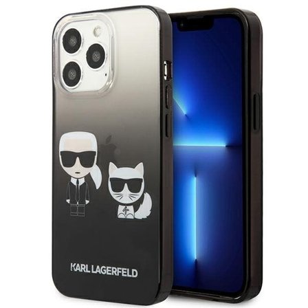 Karl Lagerfeld Gradient Ikonik Karl&Choupette kotelo iPhone 13 Pro / iPhone 13 - musta