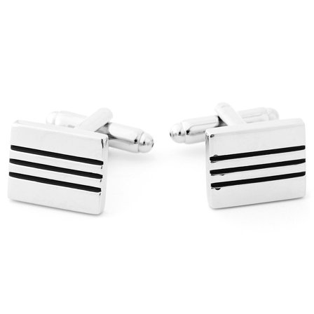 Spinki z czarnymi jak węgiel poziomymi liniami dla mężczyzn