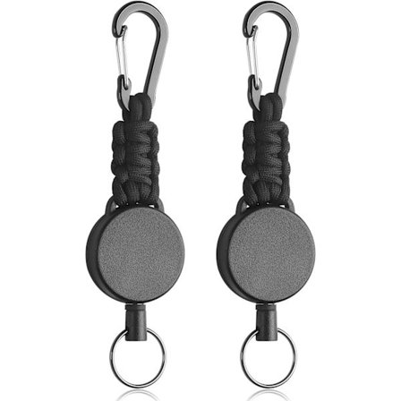 Retractable Keychain with Carabiner 1/2/3/5-pack – Tactical ID Holder with 60 cm Steel Wire and Paracord