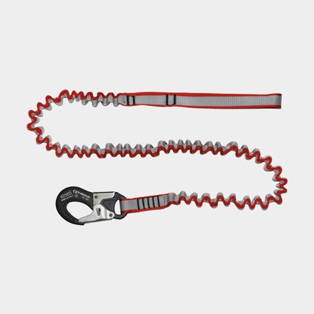 Veiligheidslijn Erreti, elastisch, 2 meter (uitgerekt), ISO 12401 / EN 1095, met 1 veiligheidshaak & oog