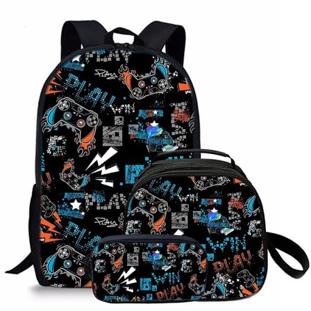 Studentryggsäck 3-delars Lättviktig Vattentät Barnryggsäck Lunchväska Pennväska (Typ 21)