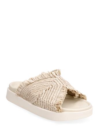 Raffia Moon Shoes Summer Shoes Flat Sandals Beige Inuikii*Betinget Tilbud